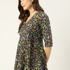 Cotton Printed Blue Short Tunic
