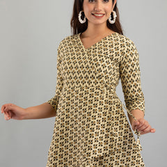 Cotton Printed Beige Short Tunic