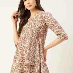Cotton Printed White Short Tunic