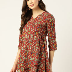 Cotton Printed Maroon Short Tunic