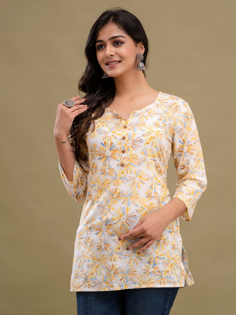 Floral Printed Pure Cotton Kurti