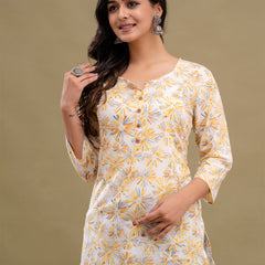 Floral Printed Pure Cotton Kurti