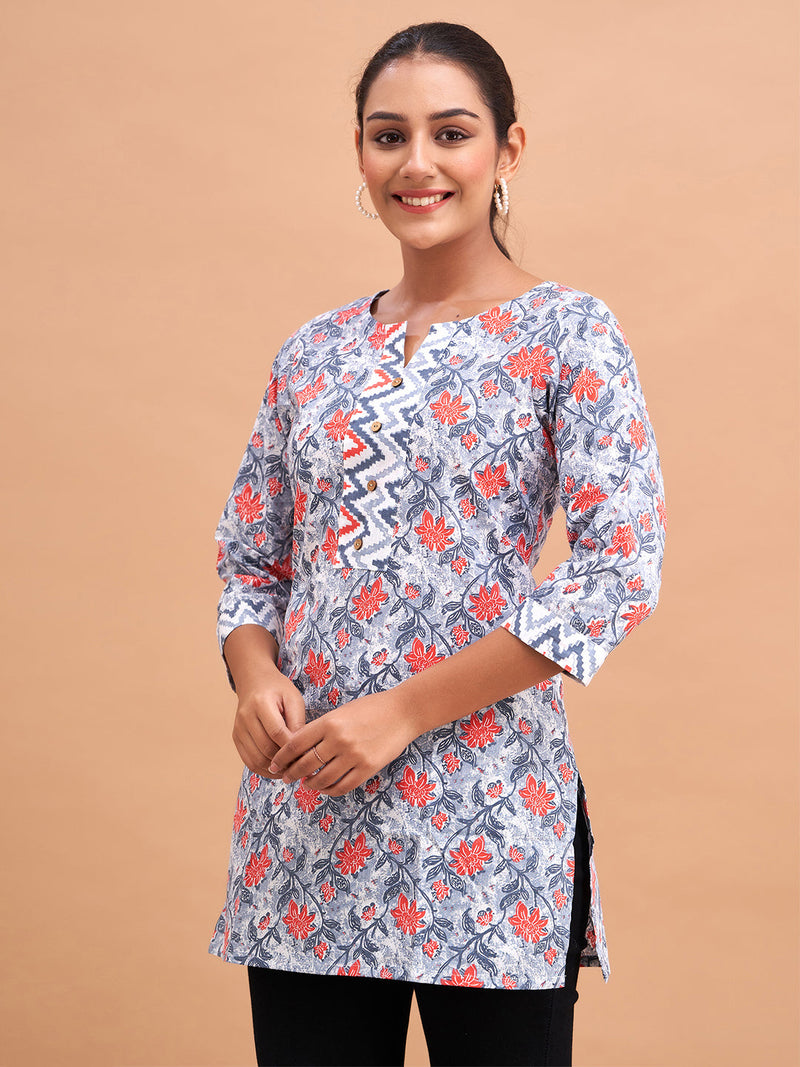 Women Cotton Printed Short Kurti