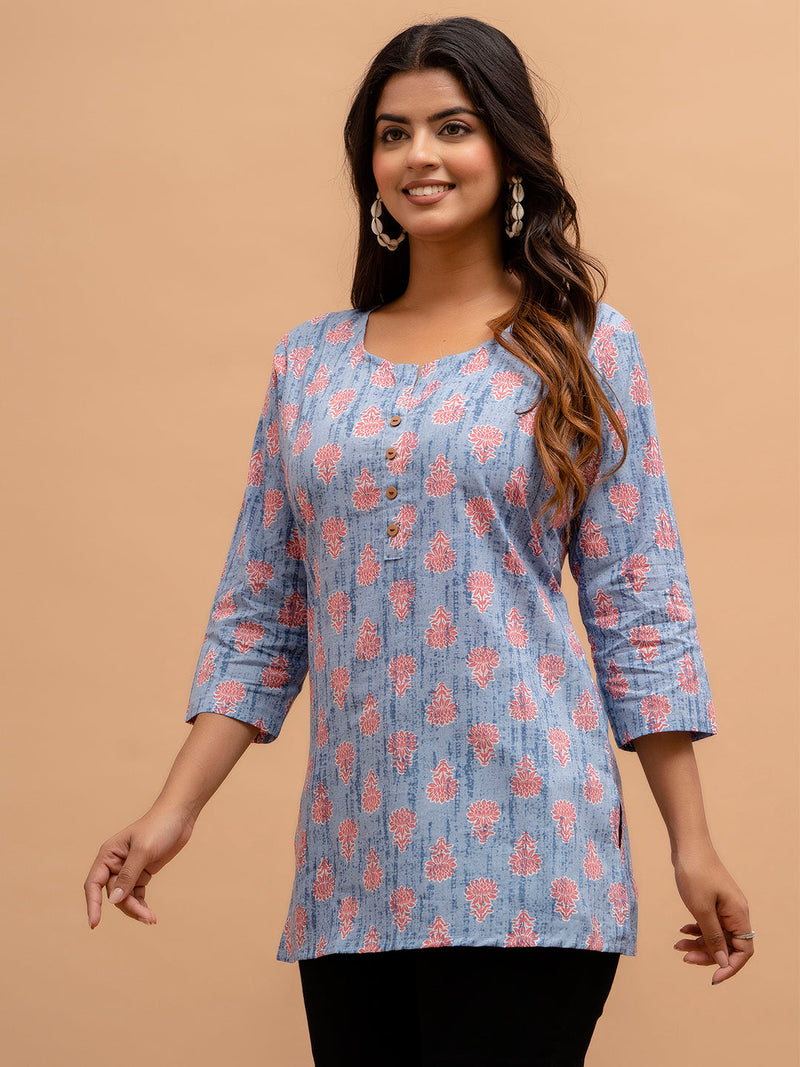 Floral Printed Pure Cotton Kurti