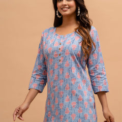 Floral Printed Pure Cotton Kurti