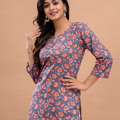 Floral Printed Pure Cotton Kurti