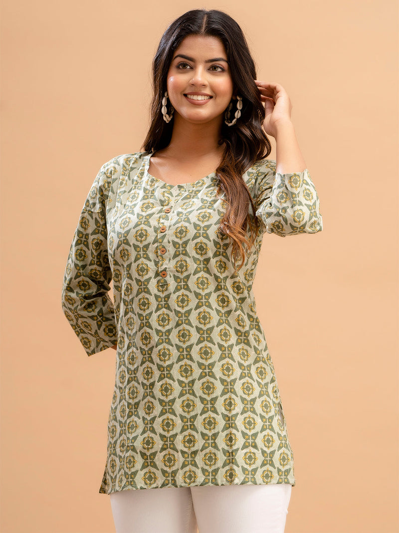 Floral Printed Pure Cotton Kurti