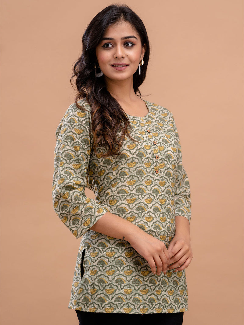 Floral Printed Pure Cotton Kurti
