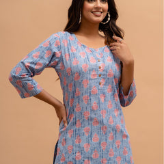 Floral Printed Pure Cotton Kurti