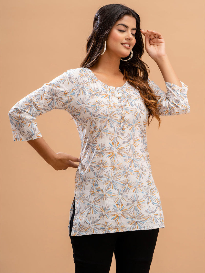Floral Printed Pure Cotton Kurti