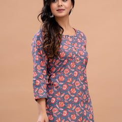 Floral Printed Pure Cotton Kurti