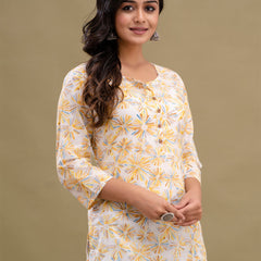 Floral Printed Pure Cotton Kurti