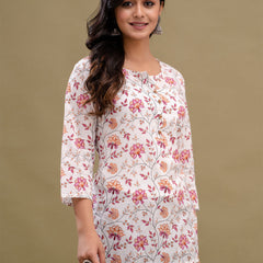 Floral Printed Pure Cotton Kurti