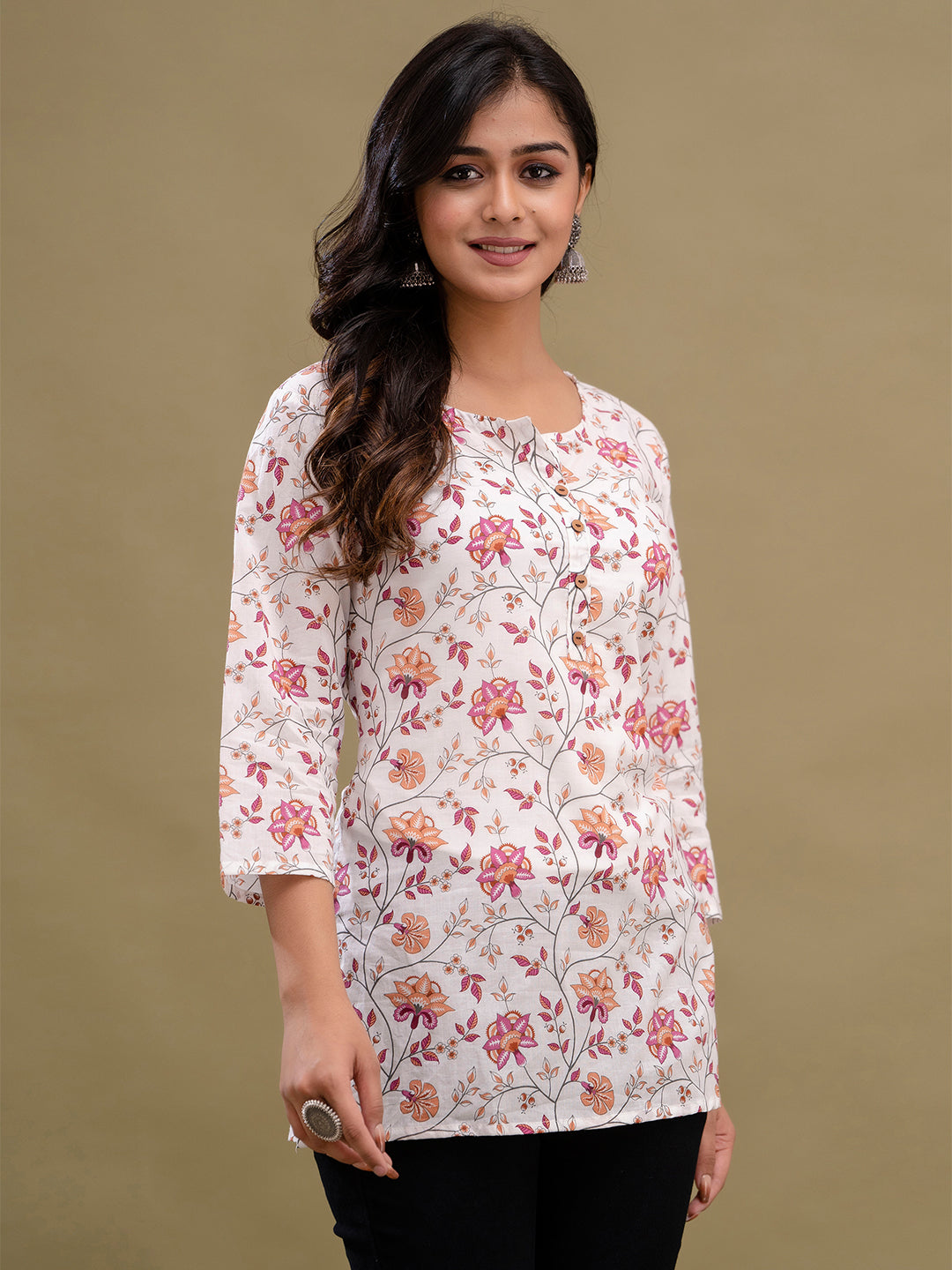 Floral Printed Pure Cotton Kurti FRKT6203