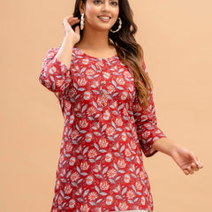 Floral Printed Pure Cotton Kurti