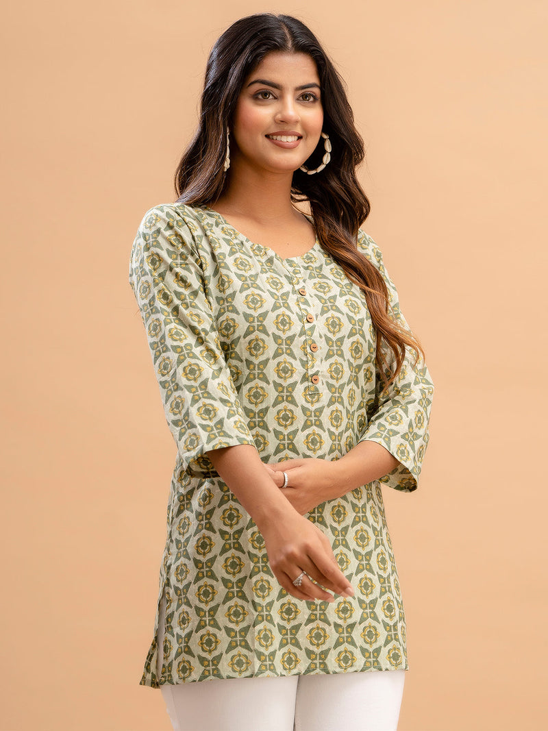 Floral Printed Pure Cotton Kurti