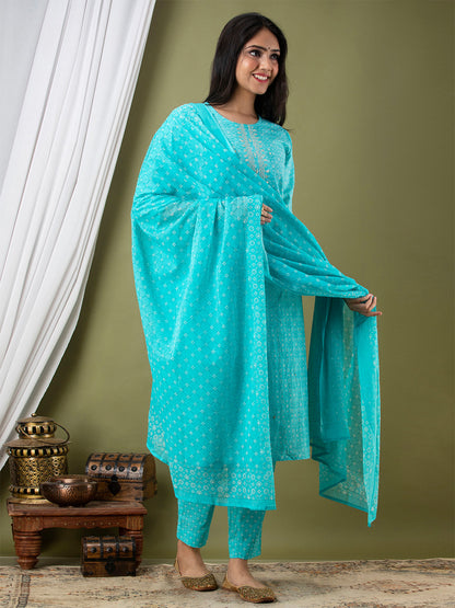 Women Kurta Pant Dupatta Set FRKT6731