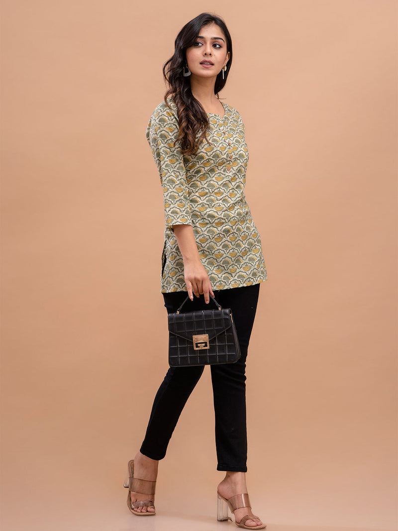 Floral Printed Pure Cotton Kurti
