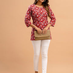 Floral Printed Pure Cotton Kurti