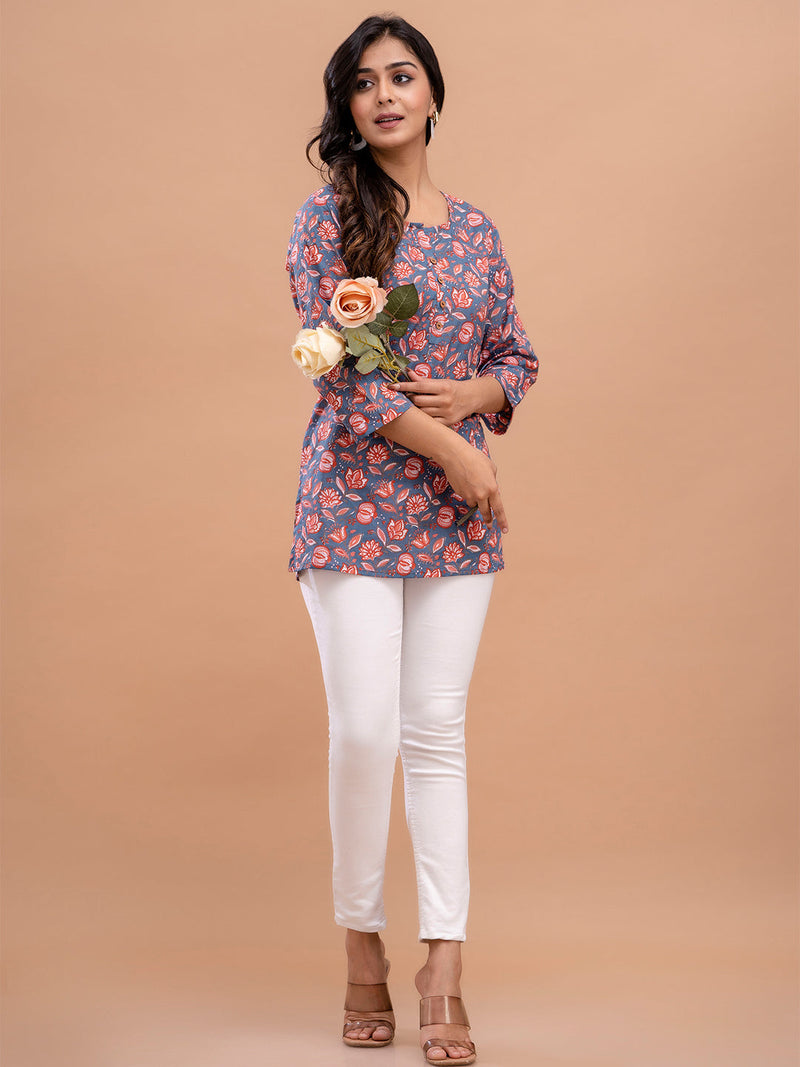 Floral Printed Pure Cotton Kurti