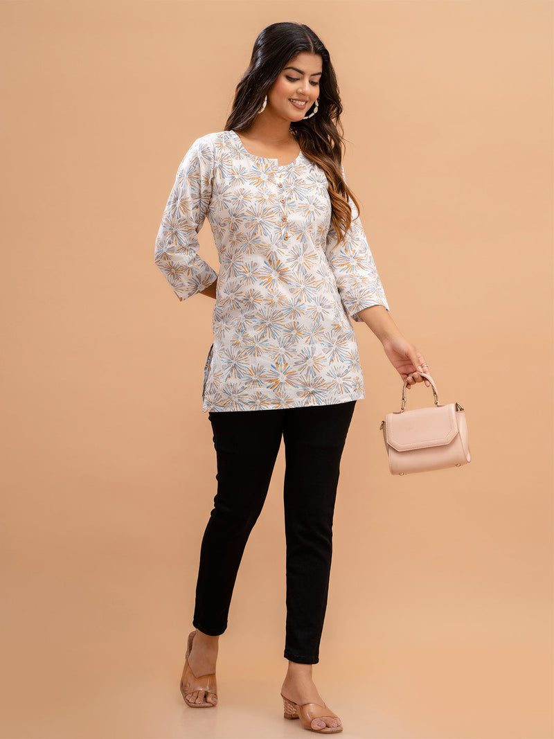 Floral Printed Pure Cotton Kurti