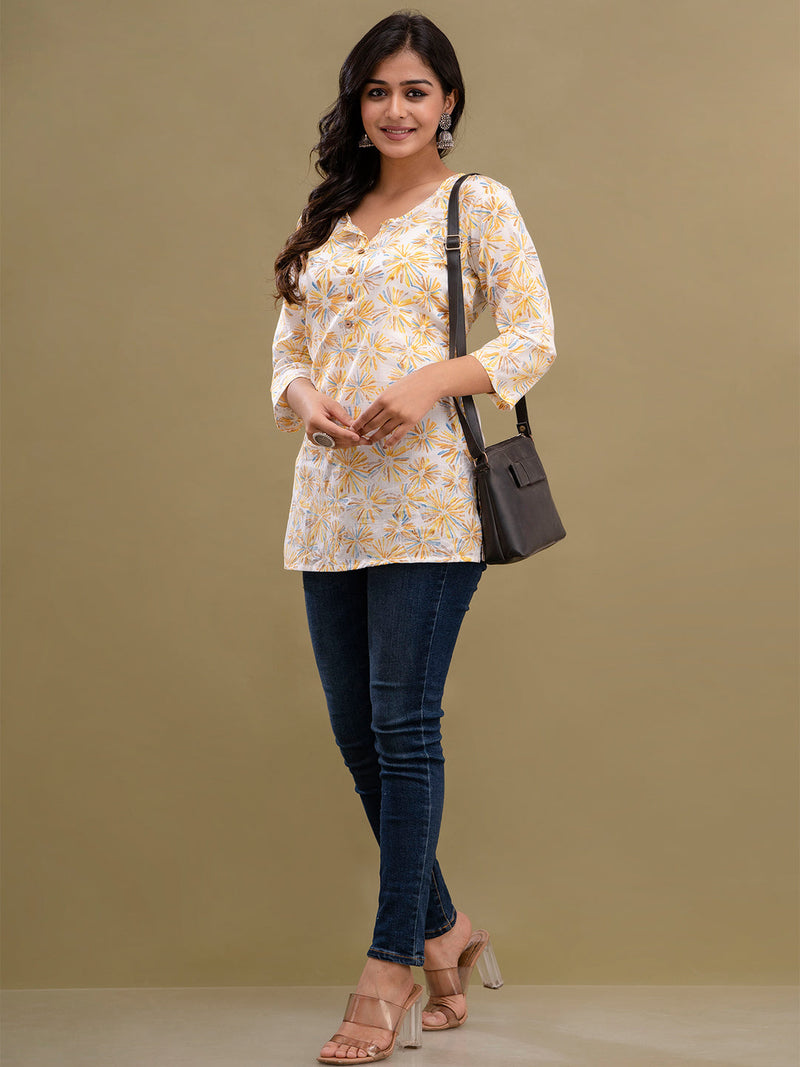 Floral Printed Pure Cotton Kurti
