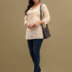 Floral Printed Pure Cotton Kurti