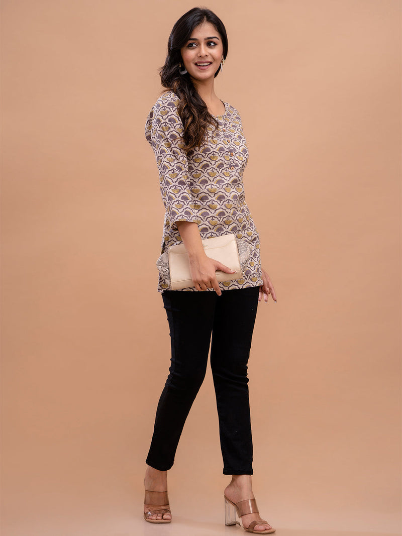 Floral Printed Pure Cotton Kurti