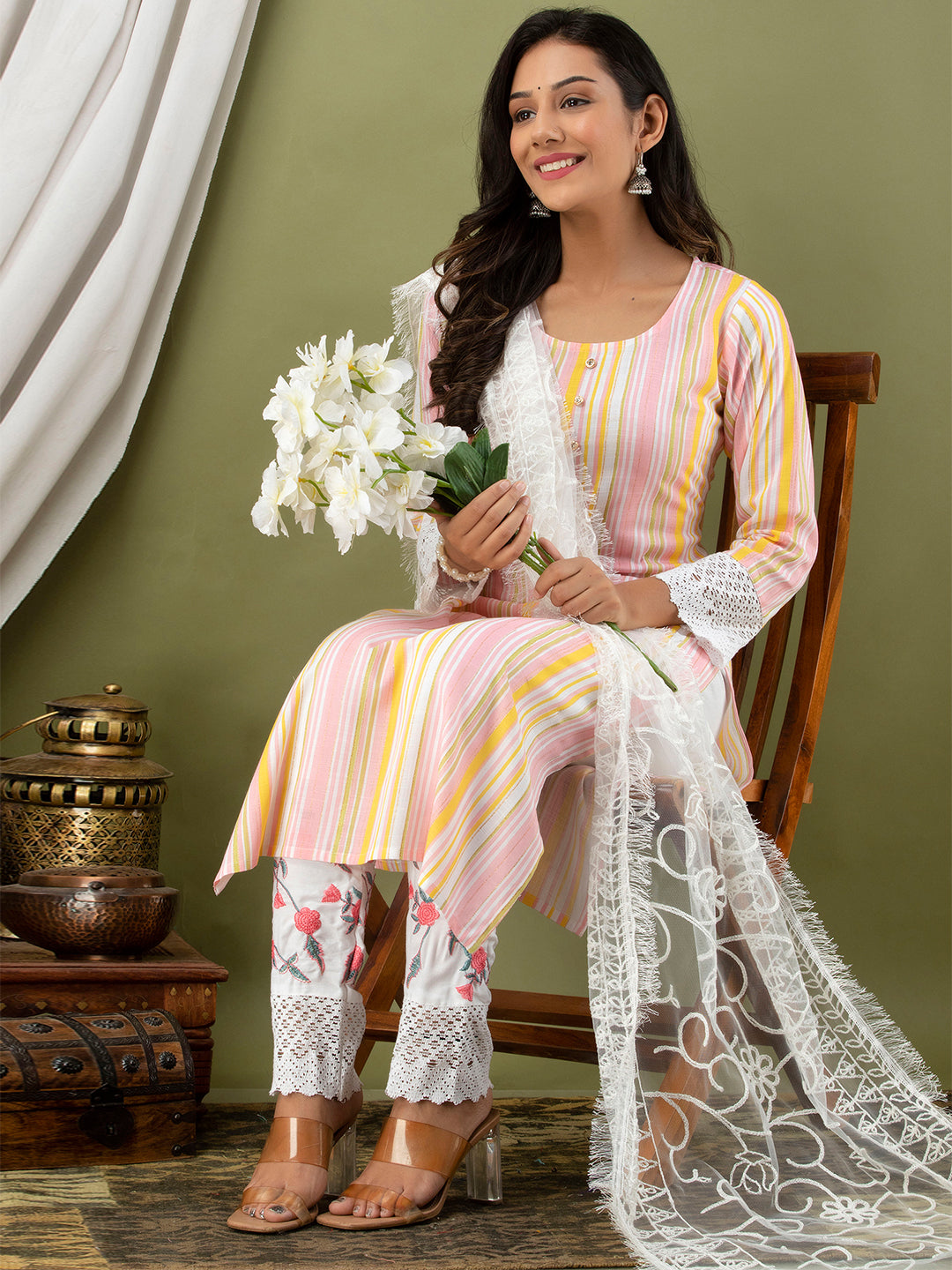 Women Kurta Pant Dupatta Set FRKT6730