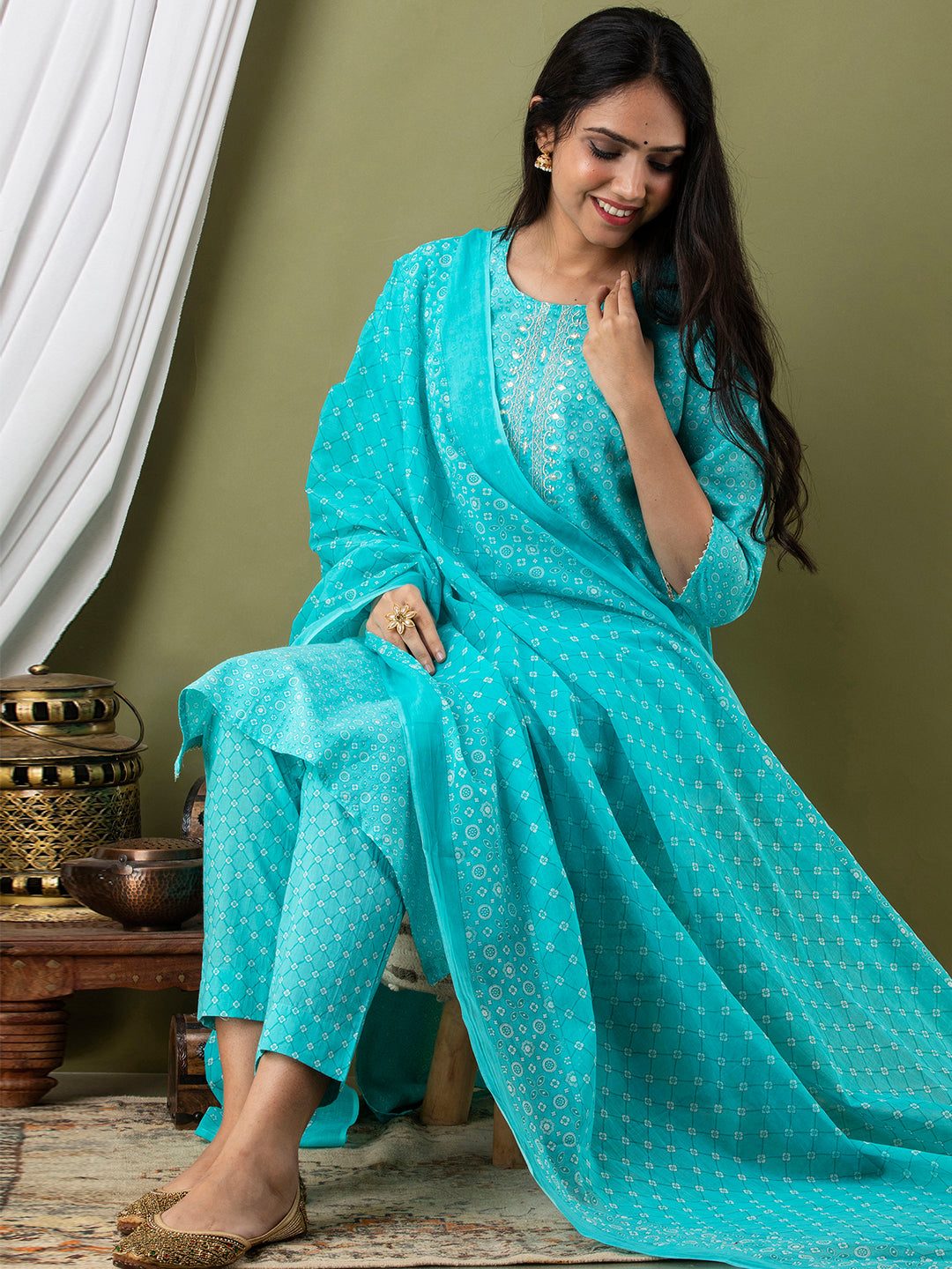 Women Kurta Pant Dupatta Set FRKT6731