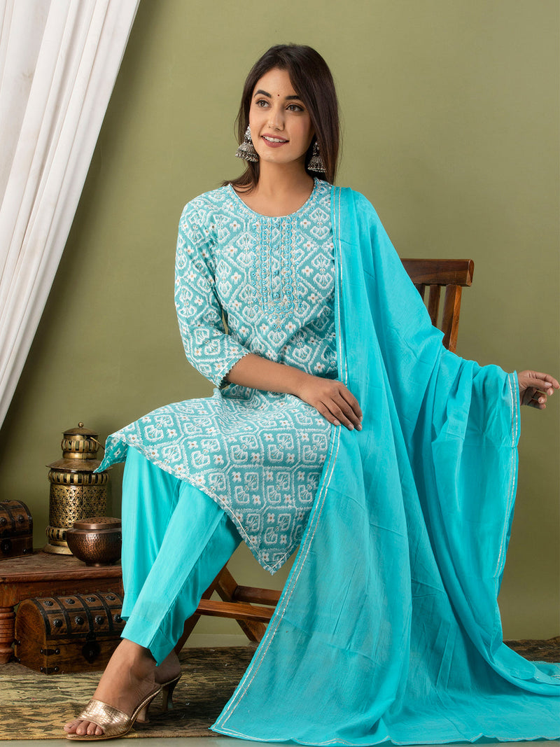 Women Kurta Pant Dupatta Set