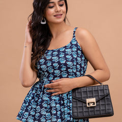 Floral Print Cotton Peplum Top