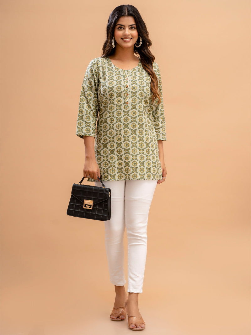 Floral Printed Pure Cotton Kurti