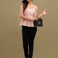 Floral Print Cotton Peplum Top
