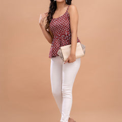 Floral Print Cotton Peplum Top