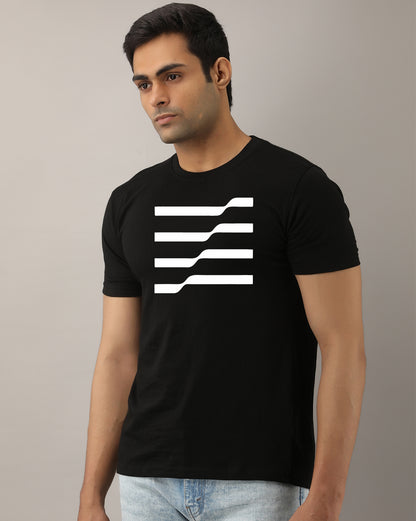 WAVELINES BlACK Half Sleeve T-shirt