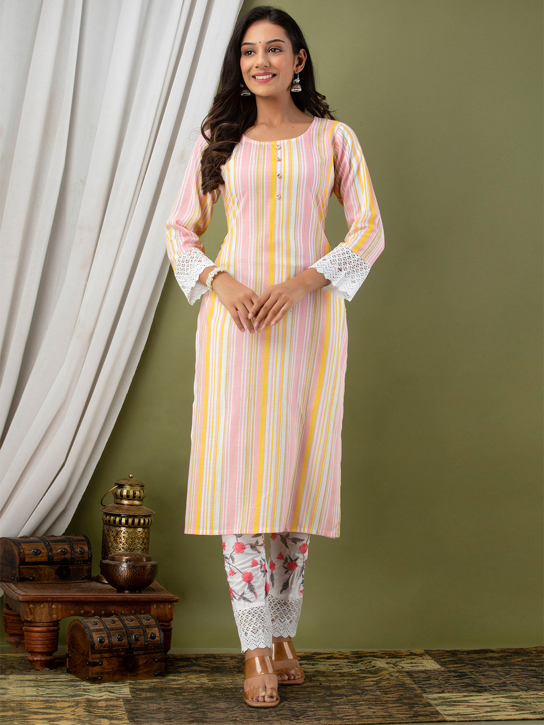 Women Kurta Pant Dupatta Set FRKT6730