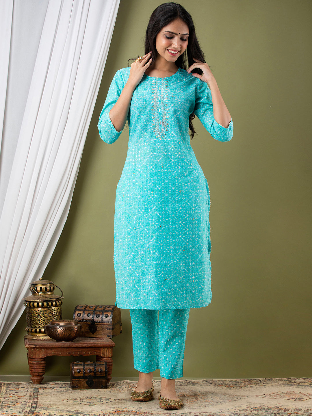 Women Kurta Pant Dupatta Set FRKT6731