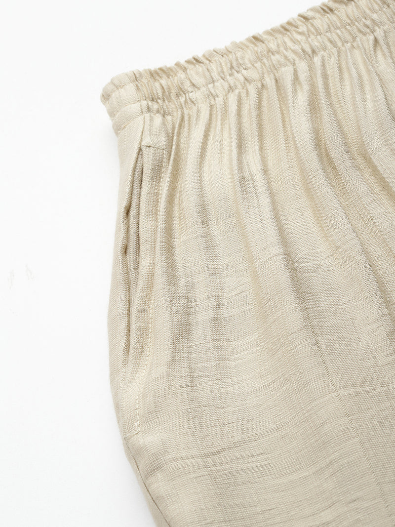 Off White Women's Embroidered Co-ord Set - Viscose Fabric Sleeveless Shirt and Pant