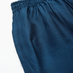 Blue Women's Embroidered Co-ord Set - Viscose Fabric Sleeveless Shirt and Pant