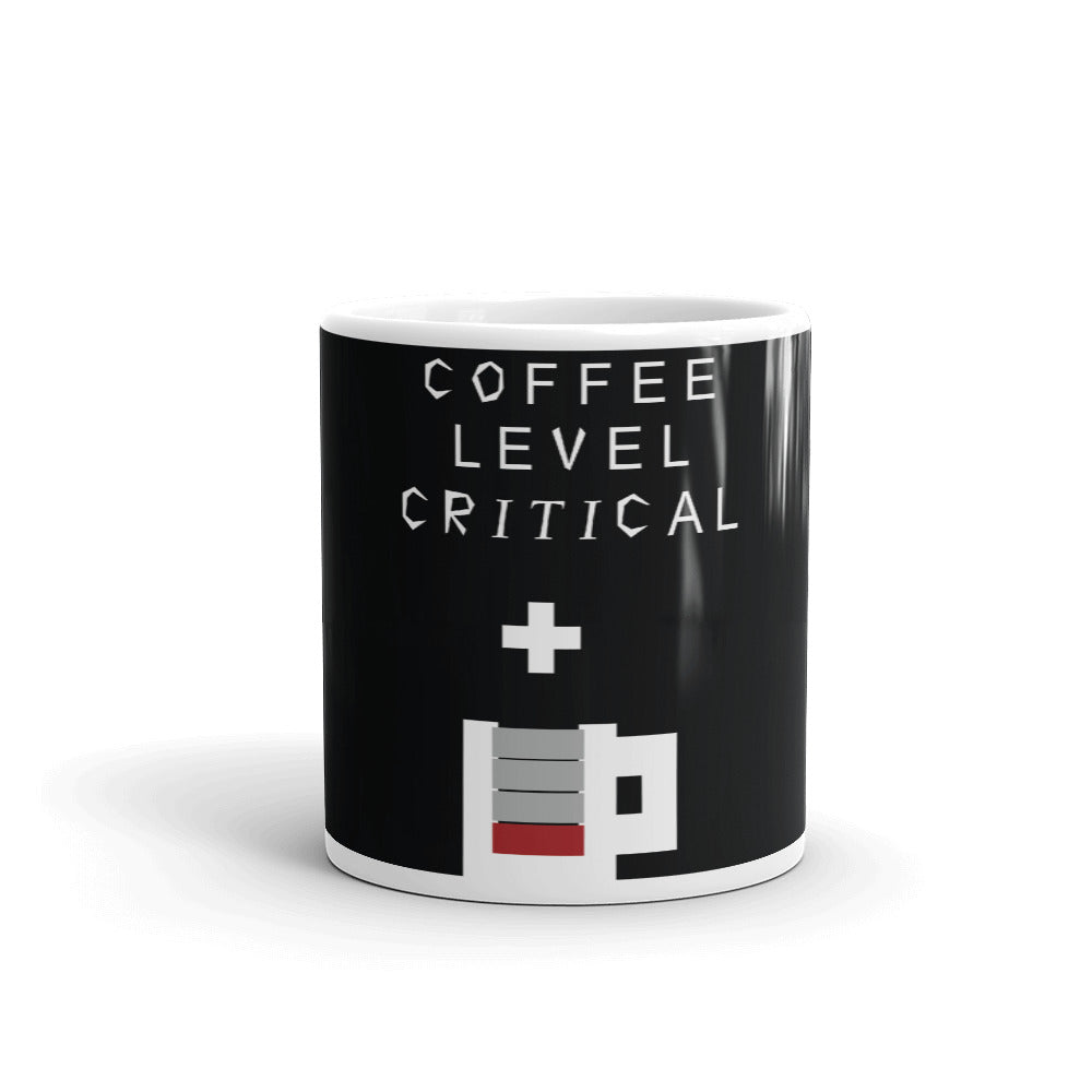 COFFEE LEVEL CRITICAL BLACK COFFEE MUG