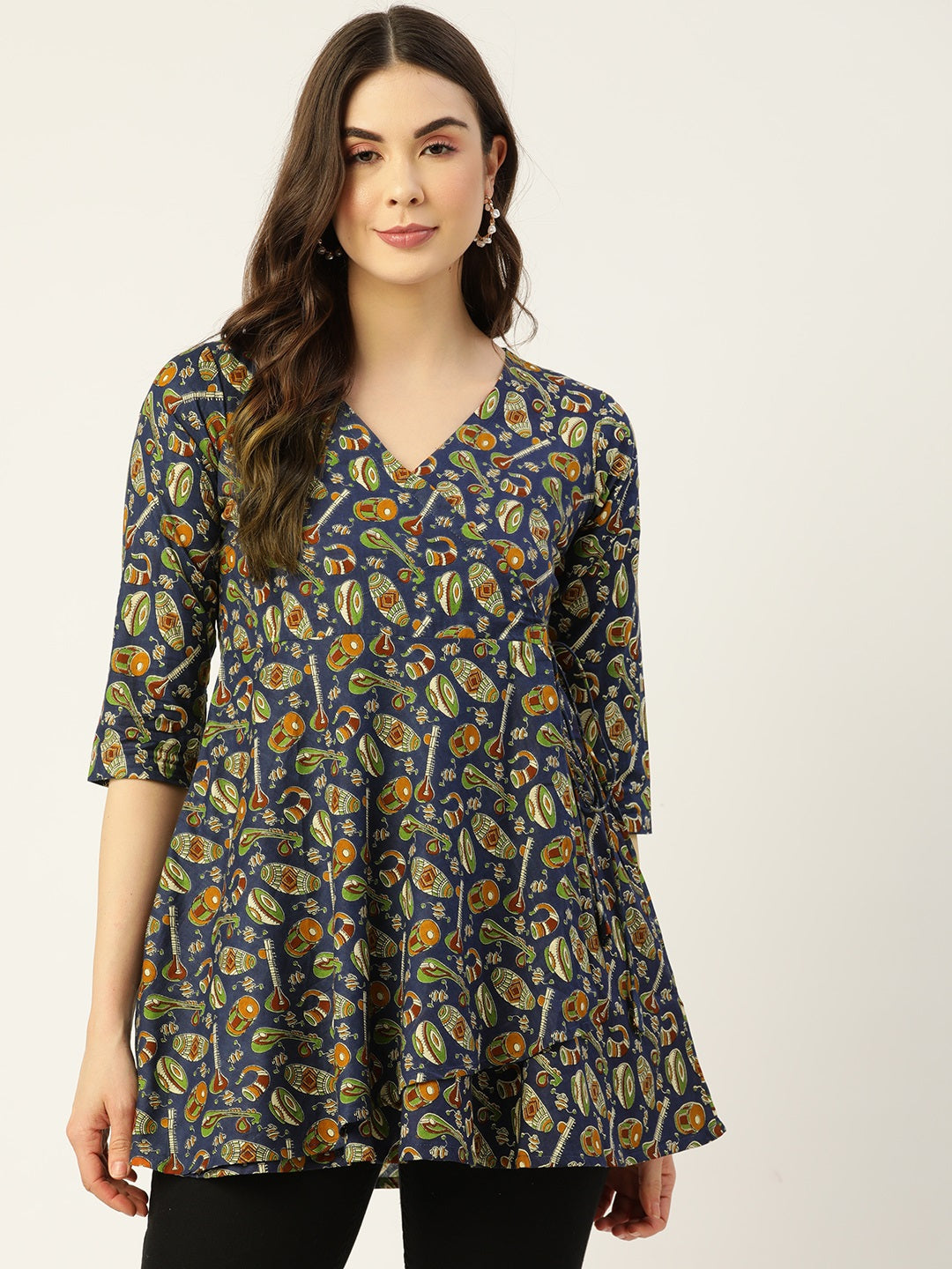 COTTON PRINTED BLUE SHORT TUNIC