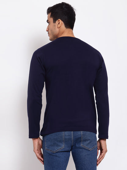 Believe Blue Henley Full Sleeves T-Shirt