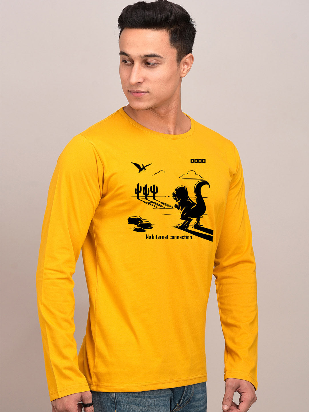 No Internet Yellow Full Sleeves T-Shirt