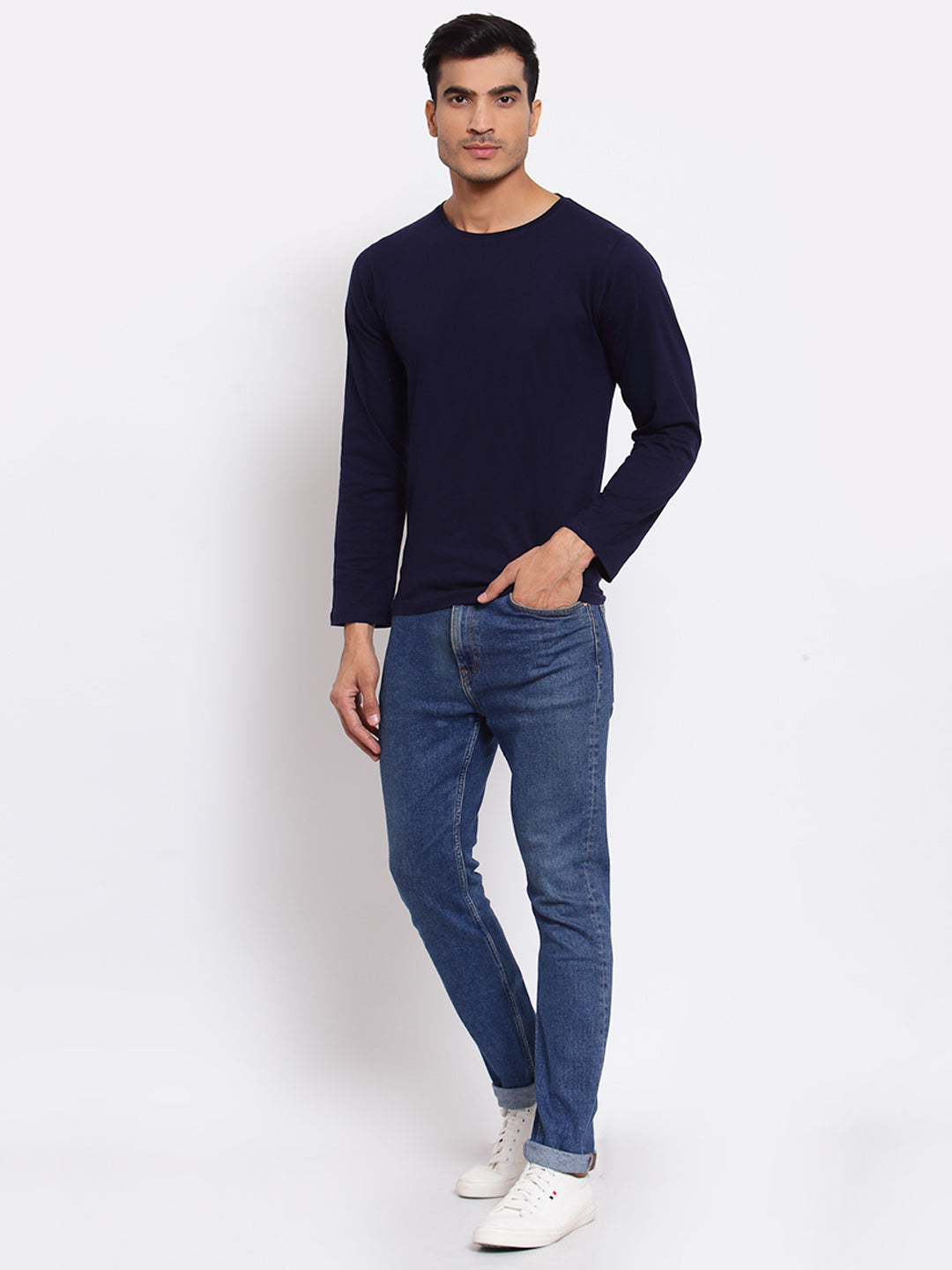 Plain Blue Full Sleeves T-Shirt