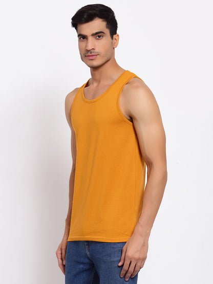 Plain Mustard Sleeveless T-Shirt